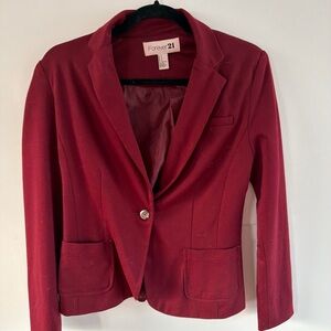 Forever 21 Women's Burgundy Single-Button Blazer